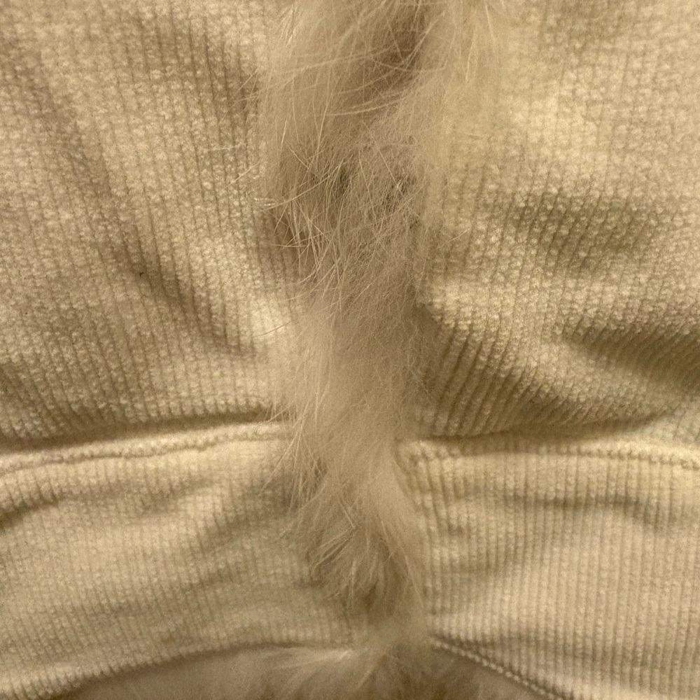 Vintage Y2K Sheri Bodell Corduroy White 100% Rabbit Fur Trim Jacket Sz XS - Picture 8 of 16